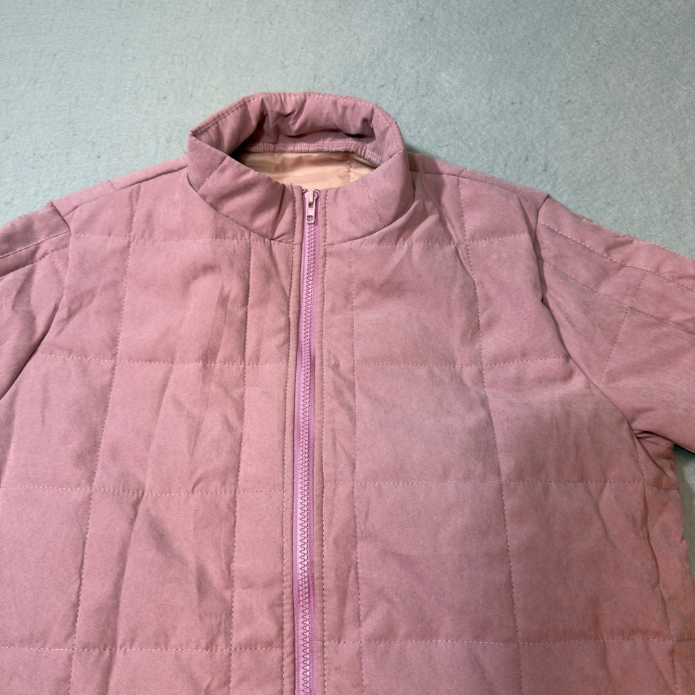 Quilted Pink Jacket Long Sleeve Zip Front Pockets Size 2XL, Winter, Fall, Warm